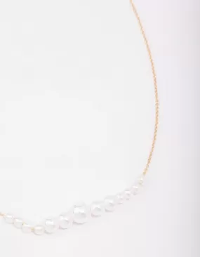 Gold Graduating Pearl Short Necklace