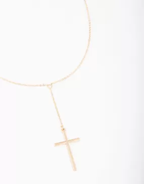 Gold Y-Shape Cross Necklace