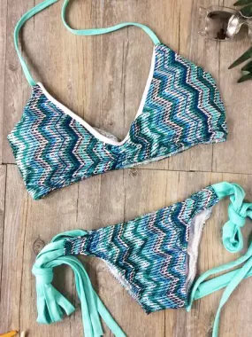 Green Bohemian Push Up Bikini Sets