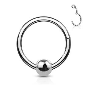 Hinged Segment Hoop Ring with Ball - Silver