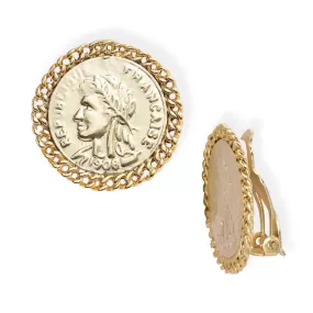 Large coin clip-on earrings