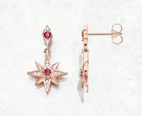 Magical Starburst Garnet Rose Gold 925 Sterling Silver Earrings