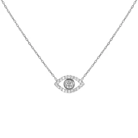 “Ojos” Sterling silver clear eye necklace