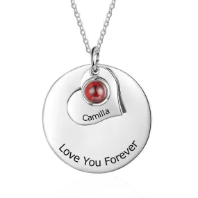 Personalized Engraved Round Disc Pendant Necklace