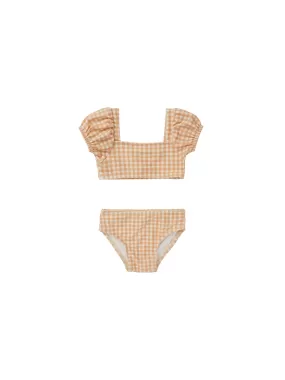 Quincy Mae - Melon Gingham Zippy Two Piece Swim