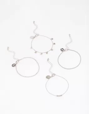 Rhodium Mini Star Bracelet 4-Pack