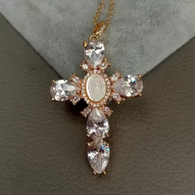 Shell Puka Cubic Zirconia Cross Necklace