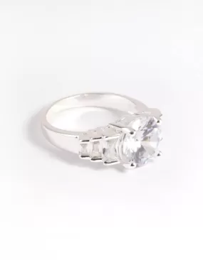 Silver Plated Cubic Zirconia Solitaire Ring