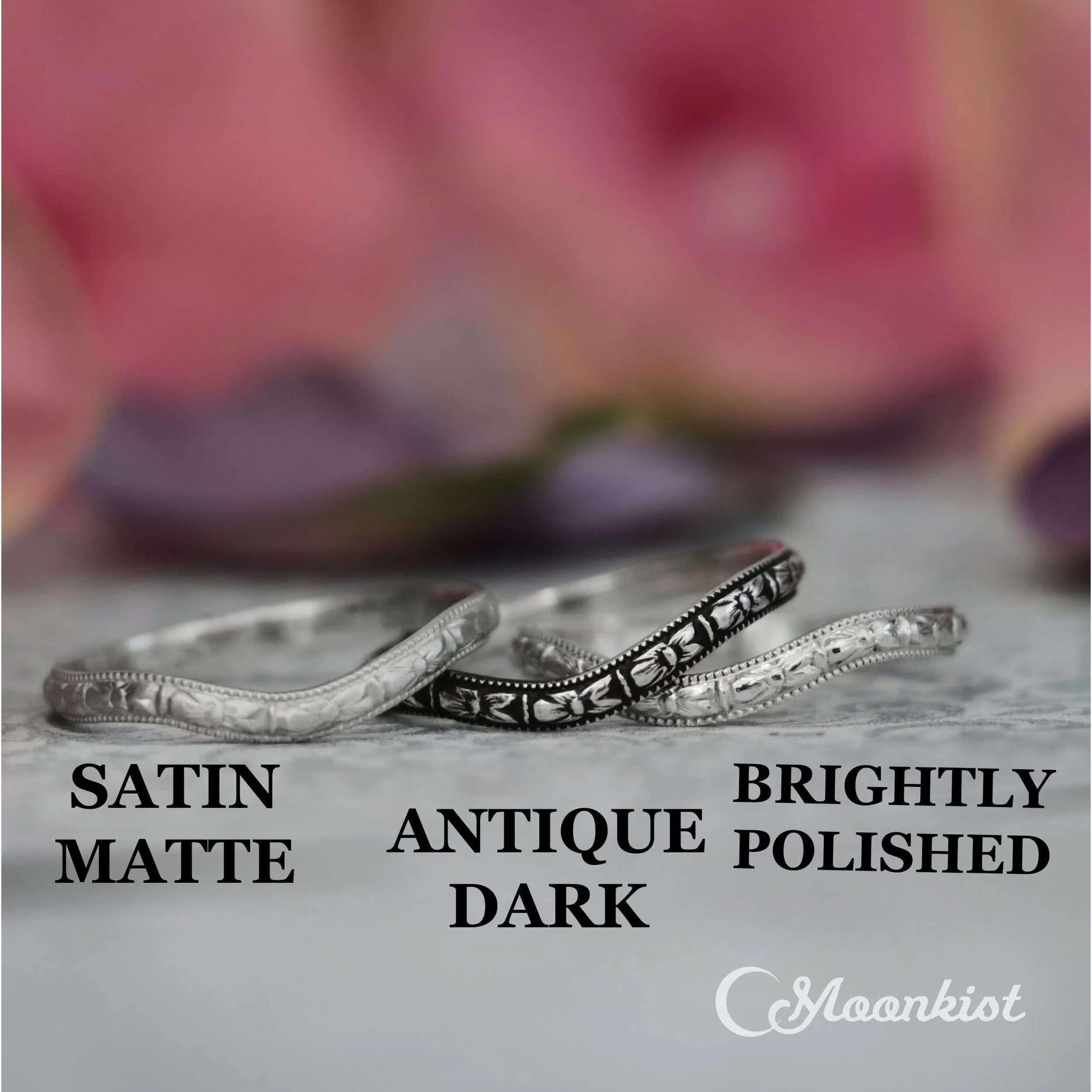 Simple Beaded Silver Promise Ring For Her | Moonkist Designs