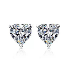 Simple Heart Moissanite Earrings for Women