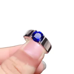 Solitaire Cut Sapphire 925 Sterling Silver Ring