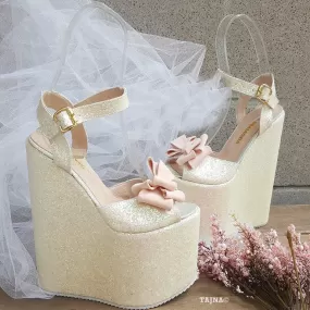 Sparkling High Heel Wedge Shoes Wedding / Bridal