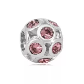 Stainless Steel Round CZ Charm