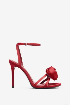 Sweet Step | Port Satin Strappy Heeled Sandals With Flowers