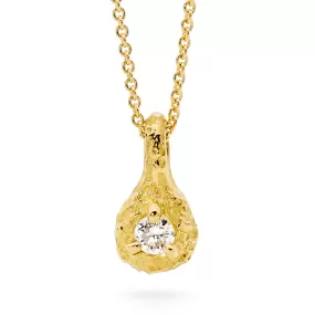 Textured gold diamond solitaire pendant