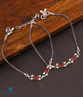 The Chaya Silver Gemstone Anklets