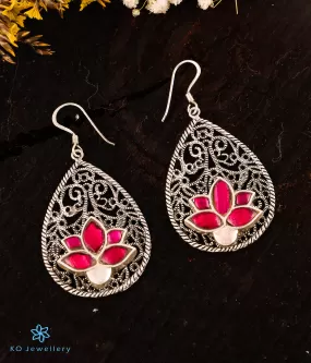 The Mandara Silver Lotus Kundan Earrings