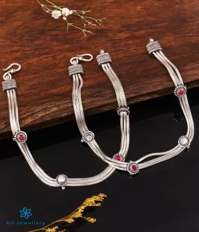 The Mokshit Silver Antique Anklets