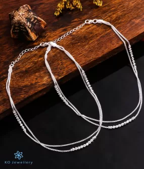 The Shiny Two Layered Chain Silver Anklets