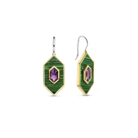 Ti Sento Malachite & Amethyst Earrings