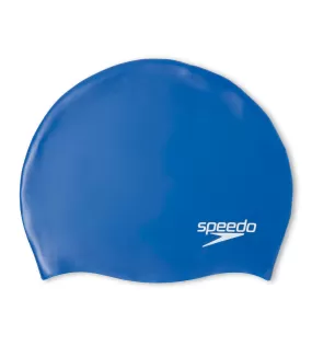 Unisex Junior Moulded Silicone Swim Caps - Blue