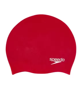 Unisex Junior Moulded Silicone Swim Caps - Red