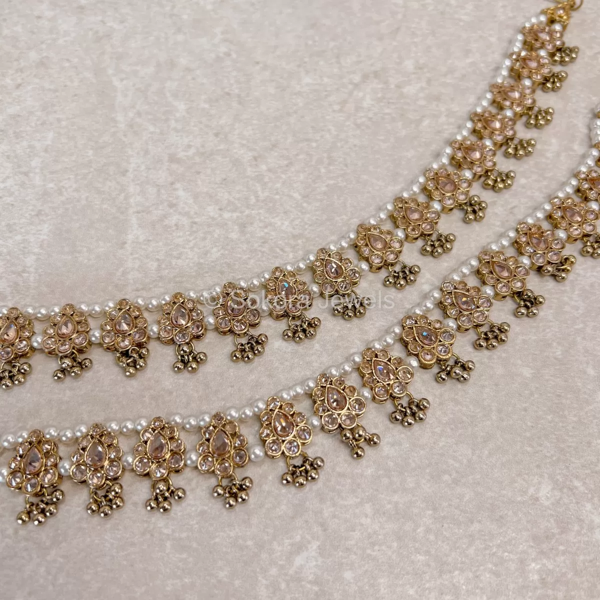 Vandana Golden Bead Anklets