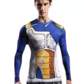 Vegeta Battle Damaged Armor Dragon Ball Z Long Sleeve Compression Rash Guard