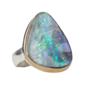 Vertical Asymmetrical Boulder Opal Ring