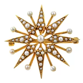 Victorian Seed Pearl Sunburst Pin