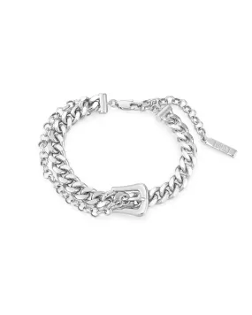 Woven Buckle Anklet- Silver