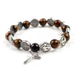 WWJD Tiger Eye Beaded Rosary Bracelets